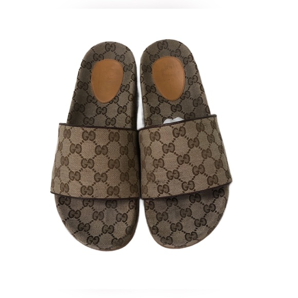 Gucci GG Monogram Canvas Platform Slide Sandals Brown Size 45 COA main image 8
